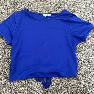 Blue tie in the back crop top